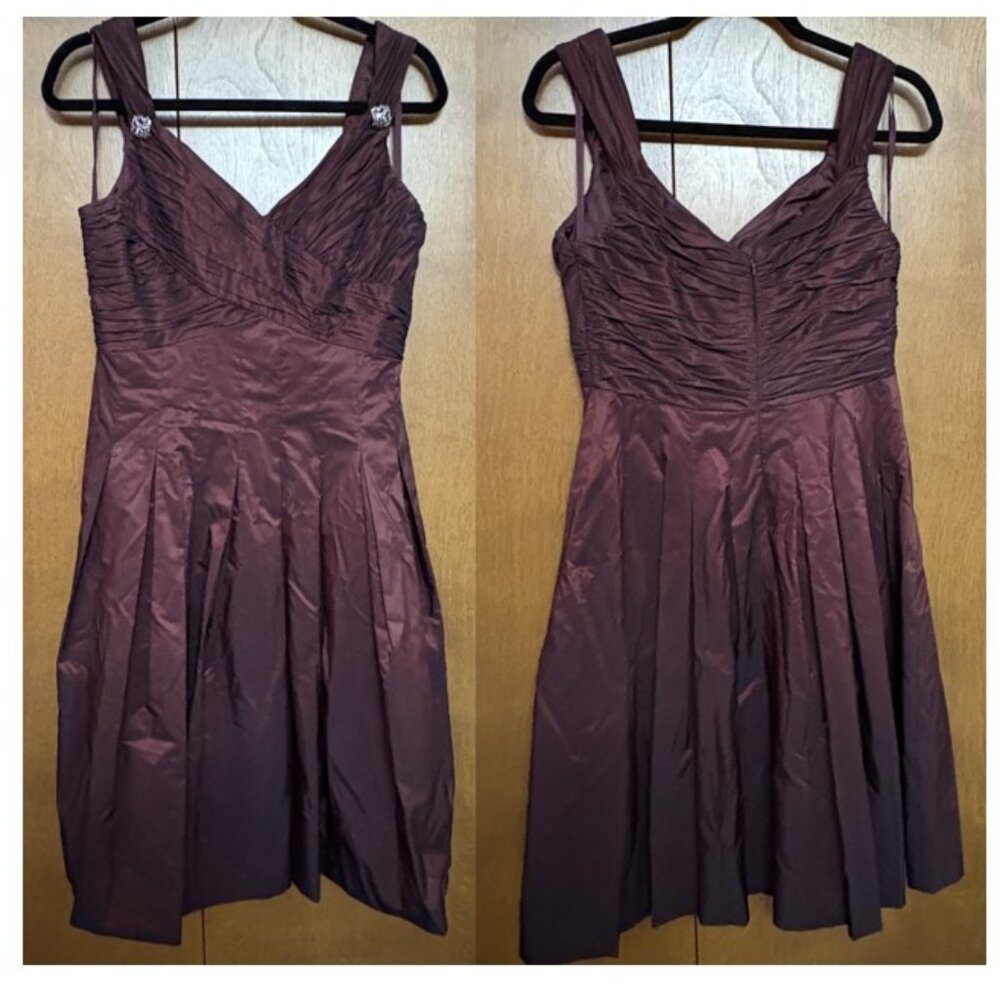 Vintage Satin Taffeta "Merlot" Iridescent Midi Dress - Size 6 - Jones New York